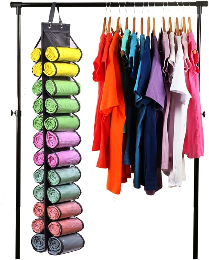 Legging Storage Bag Storage Hanger Can Holds 24 Leggings or Shirts Jeans Compartment Storage Hanger, Foldable Leggings Organi