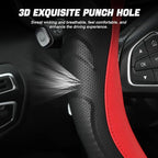 Leather Steering Wheel Cover, Auto Car Stretch Steering Wheel Protector, Universal 15 Inch Anti-Slip Breathable Odorless Stee