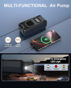 Tire Inflator Portable Air Compressor - 4X Faster Inflation Cordless Mini Air Pump with Digital Pressure Gauge with Digital Pressure Gauge/LED Light Portable Tire Inflator for Car Moto Bike Ball etc