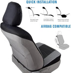 BDK Soft & Smooth Leatherette Sideless Front Car Seat Covers Fit for Car SUV Van (Black & Gray)- Easy Installation Cover