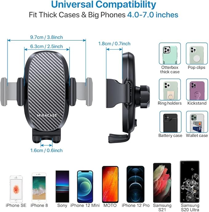 Miracase [2025 Latest Upgraded] Universal Cup Phone Holder for Car, [Rotatable & Adjustable] Long Neck Car Cup Holder Phone Mount Compatible with iPhone, Samsung, Google & More Smartphones