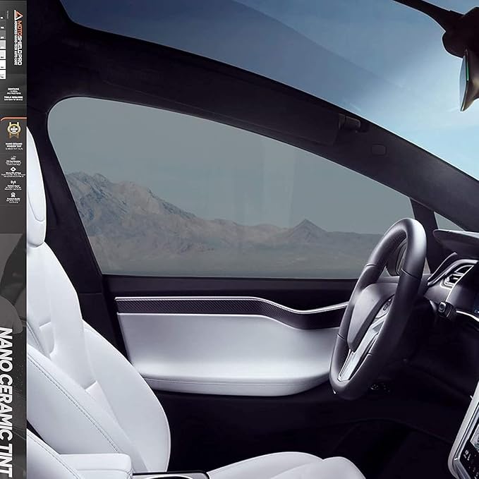MotoShield Pro 5% VLT Nano Ceramic Window Tint for Car 36” in x 10’ ft 2PLY Roll High Heat Rejection & Glare Reduction Auto Tint Privacy Film, Rejects up to 99% IRR, 99% UV Blocking, Easy DIY Shrink