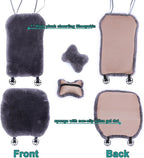 OGLAND 2 Pack Fluffy Fuzzy Fur Sheepskin Car Seat Covers for Universal Auto Plush Seat Cushion Accessories (White)