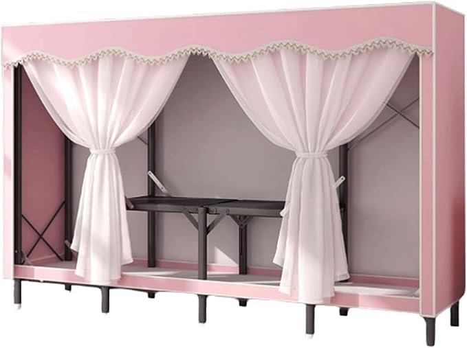 TIST Foldable Wardrobe Steel Storage Wardrobe Portable Wardrobe for Hanging Clothes 110cm/ 160cm/ 215cm Large Wardrobe(Pink,2