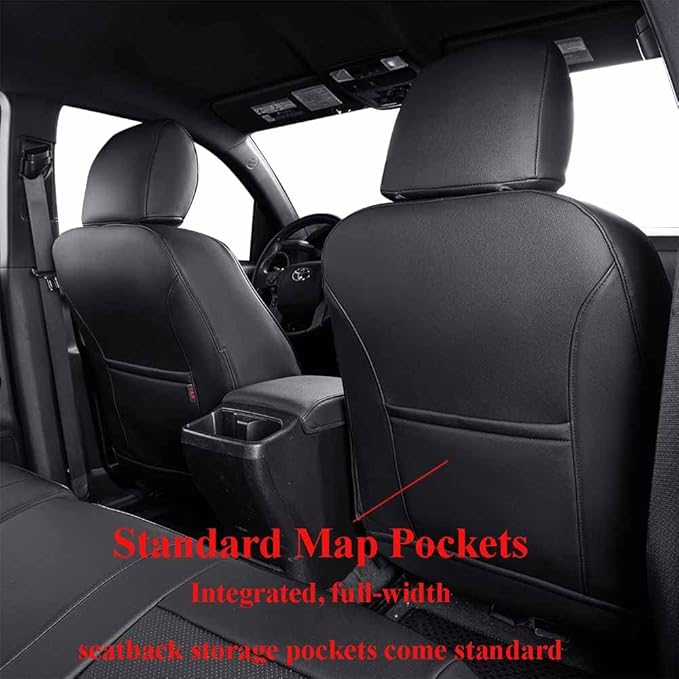 EKR Custom Fit Tacoma Leather Car Seat Covers for Select Toyota Tacoma 2012 2013 2014 2015 (Regular Seats) - Full Set,Leather