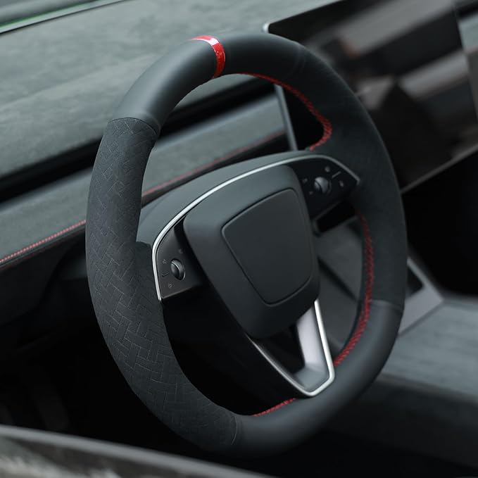 MEWANT DIY Stitching Steering Wheel Cover Wrap for Tesla Model 3 Highland 2023-2025/Model Y 2025 Highland for Tesla Model 3/Model Y Accessories