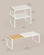 SONGMICS HOME Spice Racks, Expandable Cupboard Shelf Orgnizers, Kitchen Counter Shelves, Bamboo and Metal, Space-Saving Shelv