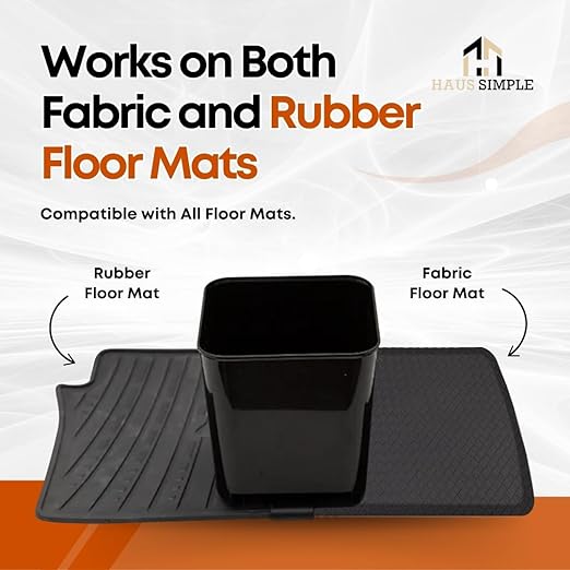 Car Trash Can Waterproof Vehicle Garbage Bin, Leakproof Anti Slip Floor Mat Clip Trash Bag Holder for Car, Truck, SUV, Van Portable Auto Trash Container with Stability Clips (Black, Small)