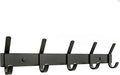 Matte Black Coat Rack Wall Mount – 15 Inch Stainless Steel Hook Rail with 5 Double Coat Hooks – Wall Mounted Entryway Organiz