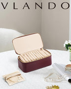 Vlando Jewelry Box with 12 Velvet Jewelry Bags Travel Jewelry Case for Girls Jewelry Organizers Necklace Rings Earrings Stora