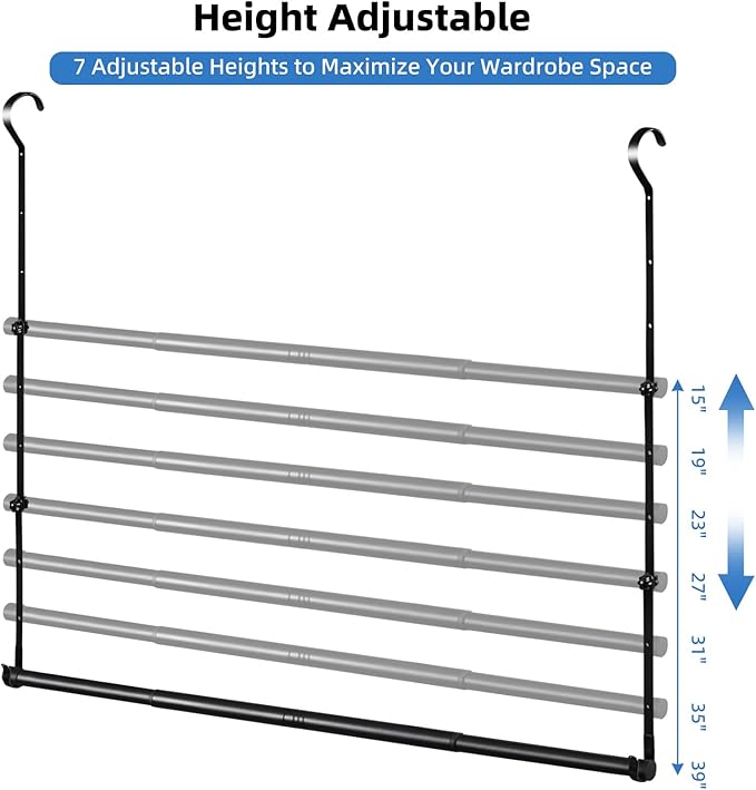 Hanging Closet Rods, Adjustable Height & Width Closets Bar Lower Extender for Hanging Clothes, Heavy Duty Hanging Bars for Cl