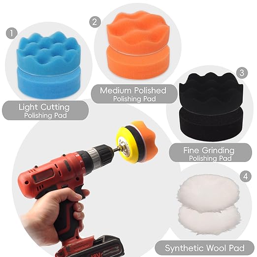 145pcs 3 inch Sandpaper Polishing Kit for Headlight Restoration, 60 to 10000 Grit Wet Dry Sanding Dicsc with Drill Buffing Pa