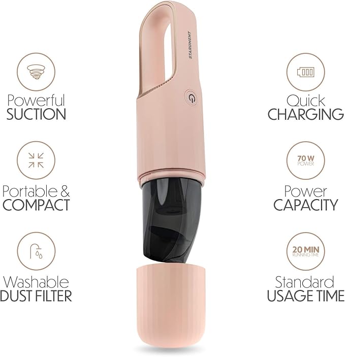 STARUMENT Portable Hand Vacuum Cleaner for Dust Pet Hair Dirt Home Car Interior, Furniture Lightweight Easy to Use, Compact D