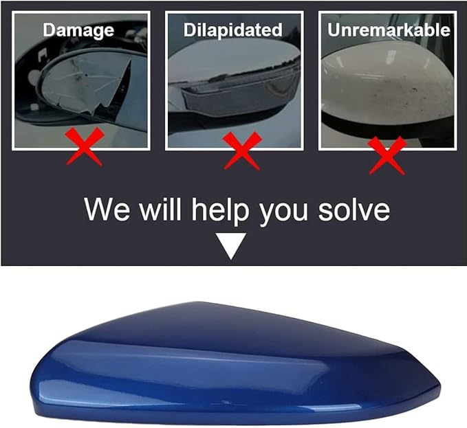 Blue Right Mirror Cap Cover For Honda Civic 2016 2017 2018 2019 2020 2021 Rearview Mirror Cap Replacement (Blue Right Side)