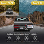 Fitcamx Front 2K+Rear 1080P Dash Cam Adapts for Hyundai Santa Fe 2024-2026 (Part No#P6000), Integrated OEM Look, Dual HD Vide