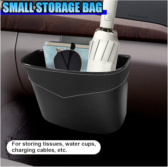 Mini Car Trash Can - Leak-Proof Hanging Car Garbage Can Auto Trash Bag Organizer - Small Garbage Bin Container Vehicle Glove Box Storage Accessories for Cars Home Office (GloveBox)