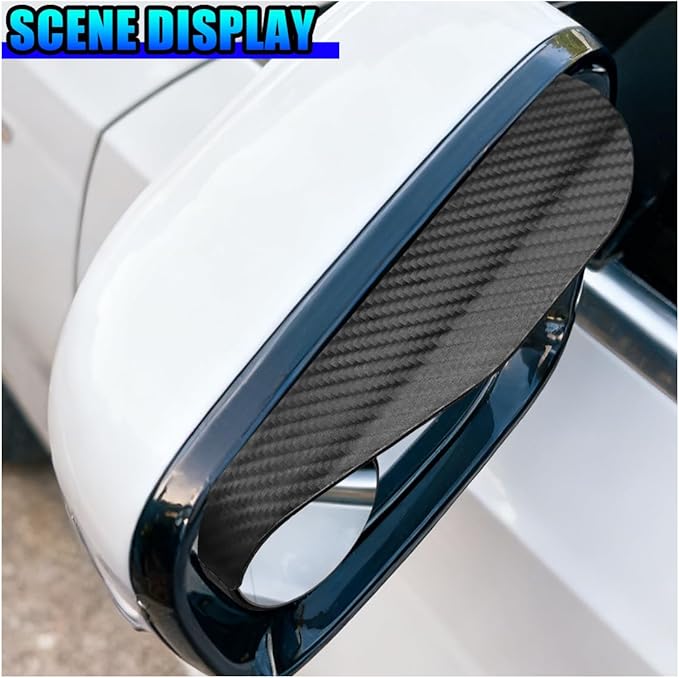 YoRise 2PCS 2-in-1 Car Blind Spot Mirrors with Rain Guard, 360° Adjustable Carbon Fiber Automotive Side Rear View Mirror, Universal Exterior Reversing Accessories for SUV Truck (Black)