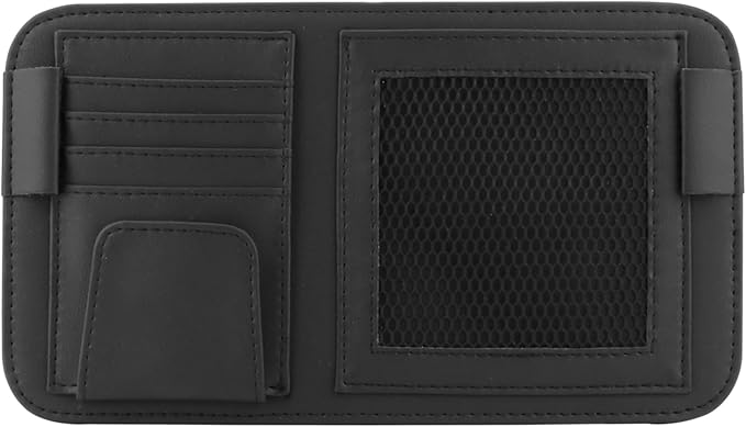 Leather Car Sun Visor Organizer for Or Truck, Sunglasses Holder, Cards Sleeve Pockets Organizer,Visor Document Holder for Car Registration License, Drving License, Insurance, Cards, Pen, Key