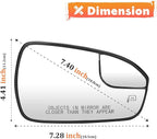Passenger Right Side Power Heated Mirror Glass Fits for Ford Fusion 2013 2014 2015 2016 2017 2018 2019 2020 Replacement for DS7Z17K707B DS7Z-17K707-B