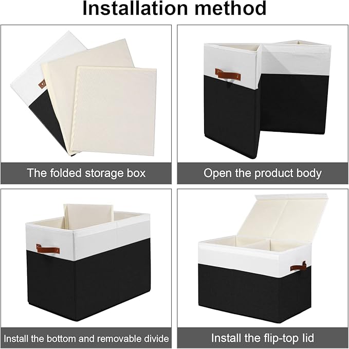 Gowee Large Toy Storage Box with Lid, Sturdy Toys Storage Chest Bin Organizer Basket with Dividers for Kids, Boys, Girls, Nur