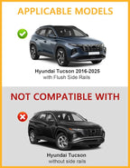 Tuyoung Roof Rack Cross Bars Compatible with Hyundai Tucson 2016-2026 SEL/N Line/Limited, 220lbs Lockable Heavy Duty Anti-Theft Aluminum Roof Rails Crossbars Cargo Carrier Bag Black Bike