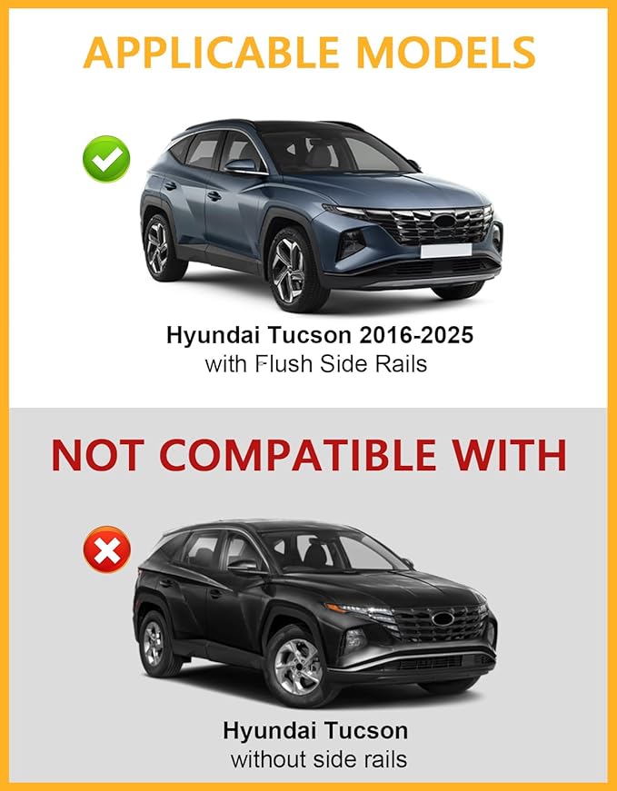 Tuyoung Roof Rack Cross Bars Compatible with Hyundai Tucson 2016-2026 SEL/N Line/Limited, 220lbs Lockable Heavy Duty Anti-Theft Aluminum Roof Rails Crossbars Cargo Carrier Bag Black Bike