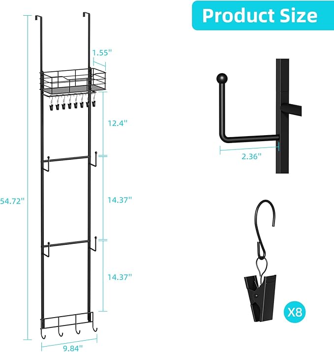 VITVITI Over the Door Hat Rack Organizer, 4 Tier Cowboy Baseball Cap Hat Rack for Door Wall Mounted, Metal Over Door Hanging 