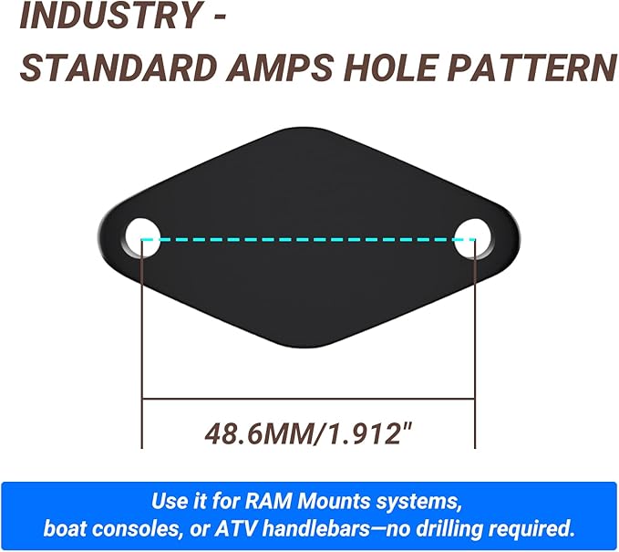 2PC Aluminum AMPS to 17mm Ball Adapter, Compatible with Garmin Nuvi/Dezl/Drive/Drivesmart/Zumo/RV and More, Drill Mount Ball Plate Base Meets Industry Standard AMPS Hole Pattern