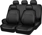 Universal Deluxe Pu Luxury Vinyl Faux Leather Car Seat Covers Full Set, Airbag Compatible, Breathable, Fit for Cars, Trucks, 