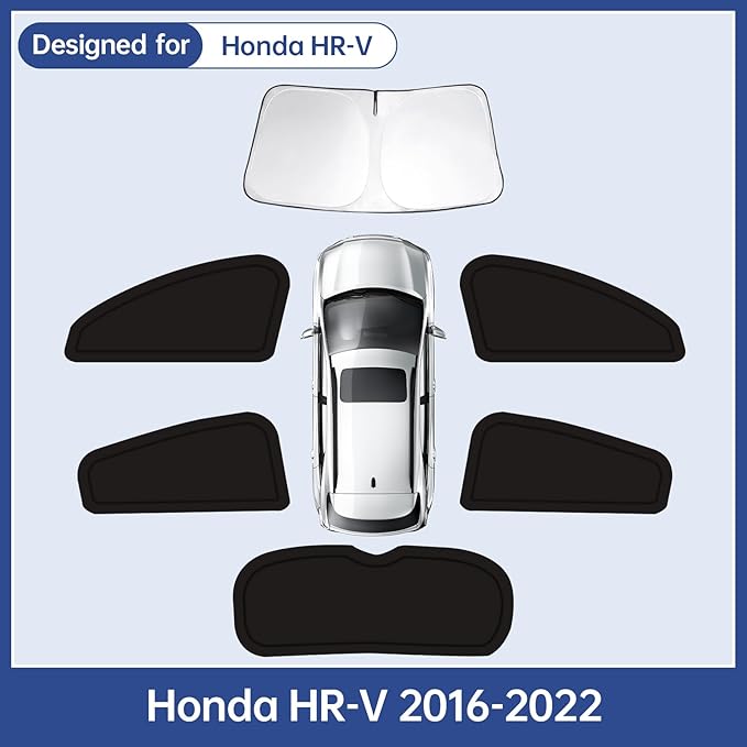 6PCS Car Window Shades for Honda HR-V 2016-2022, Window Covers for HRV Windshield Side Rear Windows, Full Set Privacy Protection Car Sunshade with UV Blocking for Camping Napping
