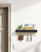 Key Holder Wall Mount Adhesive Magnetic - Hanging Key Hooks with Tray for Wallet House Accessories - Keys Hanger Rack with Sh