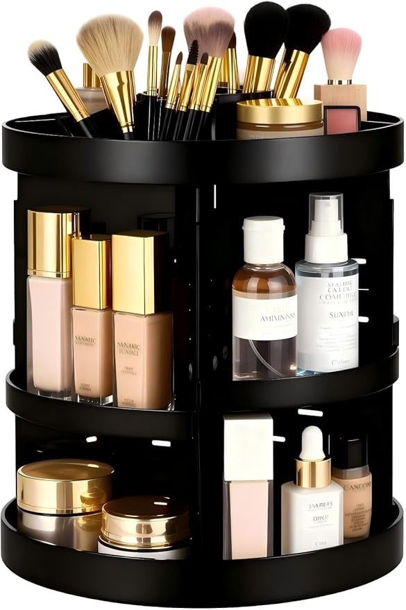 HBlife Extra Large 360 Rotating Makeup Organizer Adjustable Carousel Large Capacity Revolving Perfume Organizer Skincare Orga