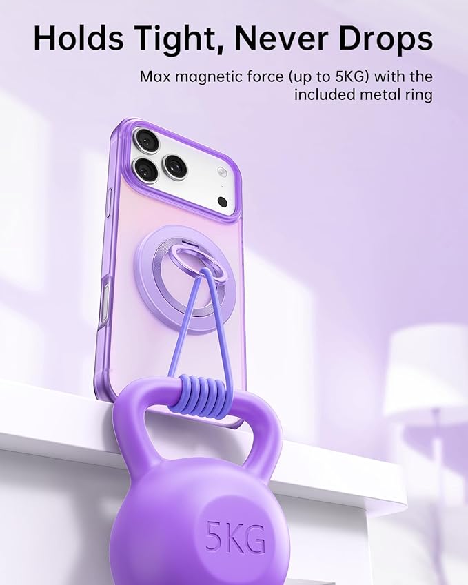 SYNCWIRE Magnetic Phone Ring Holder for MagSafe, 360° Rotation Cell Phone Grip Stand Finger Ring Kickstand Two-Sided Magnet Compatible with iPhone 17 Pro Max 16 15 14 13 12 MagSafe Accessories