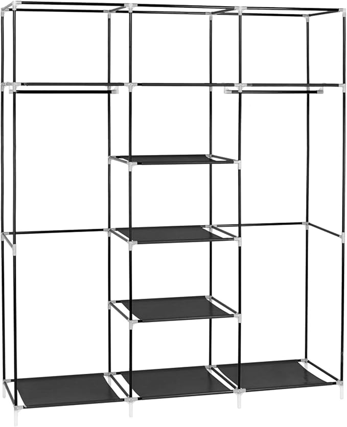 69" Portable Closet Storage Organizer Wardrobe Clothes Rack,Covered Garment Rack,Steel Tube Clothes Storage Organizer,Freesta