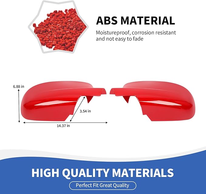 RAZPOY Rearview Mirror Cover Side Mirror Shell Trim Compatible with Chevy Silverado & Suburban & Tahoe & GMC-Yukon & GMC-Sierra & Cadillac Escalade 2007-2013, Red