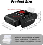 Center Console Cover for Car with Cup Holder and Tissue Box, PU Leather Armrest Storage Box with Phone Pocket, Heightening Car Armrest Cushion for Most SUV, Truck Interior
