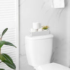 ALELION White Bathroom Basket - Wooden Toilet Tank Paper Basket with Handle for Organizing - Back of Toilet Storage Organizer