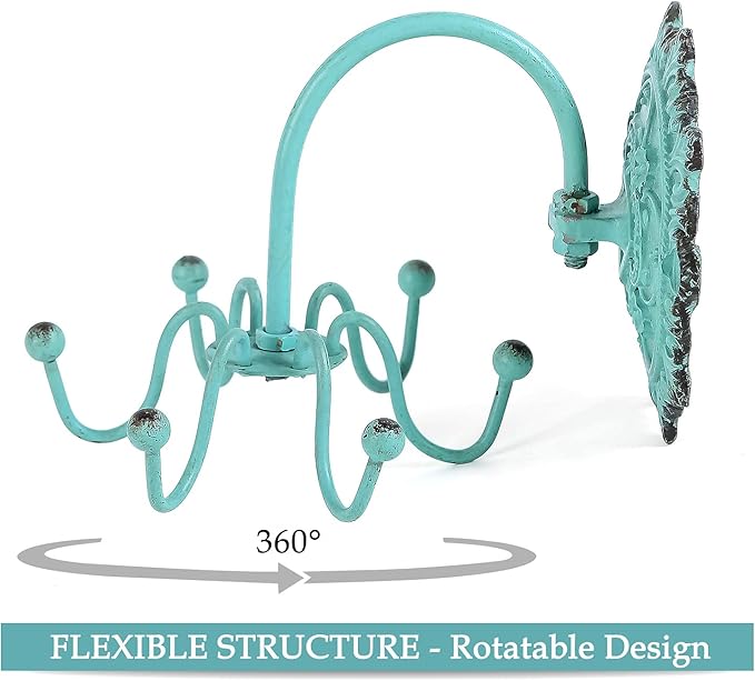 NIKKY HOME Wall Mounted Hooks Jewelry Organizer Rustic Hanging Vintage Decorative Shabby Chic Jewelry Storage Display Hanger 