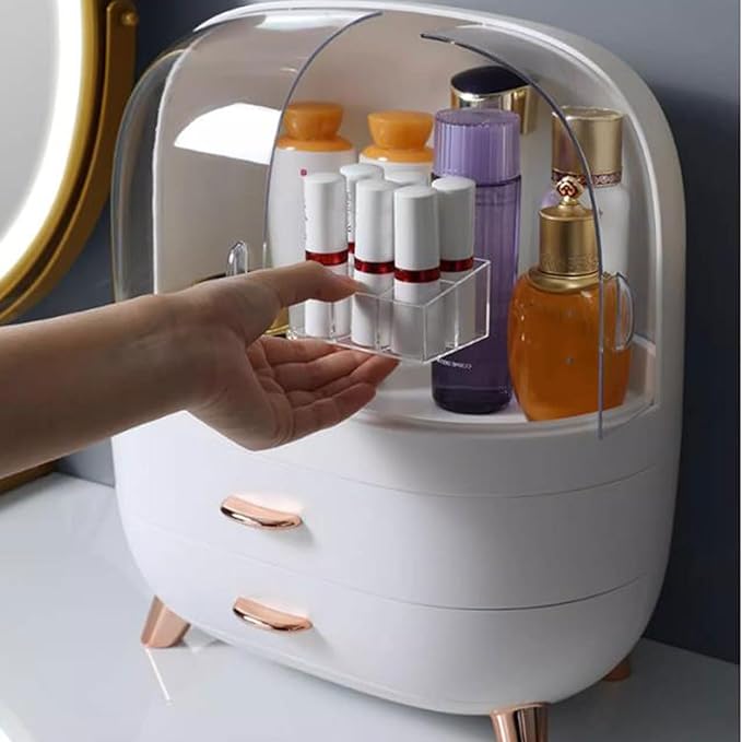 Makeup Organizer Box Cosmetic Display Cases,Makeup Organizer Box for Vanity, Storage Box Cabinet with Drawers and Transparent