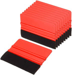 HARFINGTON 10pcs Car Vinyl Scraper 4inch Vinyl Squeegee Felt Edge Squeegee Tool for Car Window Tint Wallpaper Decal Sticker Installation Crafts Car Wrap Paste, Red