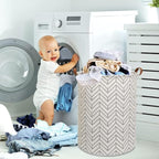 CLOCOR Large Round Storage Bin,Collapsible Storage Baskets, Dirty Laundry Hamper Baskets for Baby Boys and Girls, Office, Bed