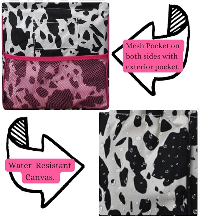NGIL Extra Large Utility Tote Reusable Grocery Bag Oversized Collapsible for Groceries, Storage, Picnic, Beach (Cow Splatter-HotPink)