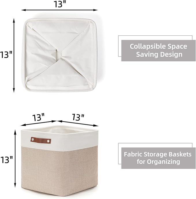 HNZIGE Cube Storage Baskets for Shelves Foldable Storage Baskets(3 Pack) Cube Storage Bin,13 Inch Storage Basket for Organizi