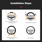 Ergocar Car Steering Wheel Sleeve, Round Forged Carbon Fiber and Leather Material Steering Wheel Sleeve, 37-38cm/14.5-15inch, Non-Slip, Soft, Breathable, Sports Style