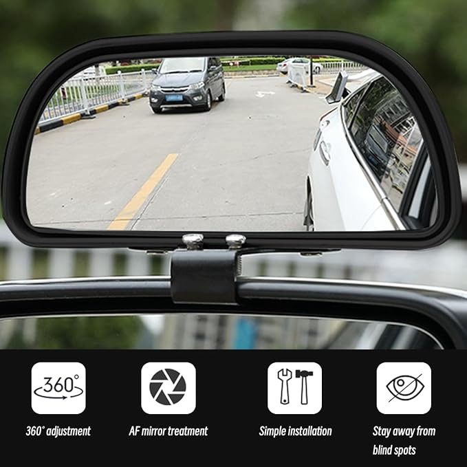 Mandark 2PCS Car Blind Spot Mirror, Rectangle HD Glass Convex Vehicle Rearview Mirror, Wide Angle Adjustible Auto Exterior Blindspot Side View Mirror, Universal for SUV, Sedan, Truck (Black)