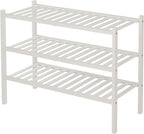 ROMGUAR CRAFT 3 Tier Bamboo Shoe Rack for Closet Free Standing Wood Shoe Shelf Storage Organizer for Entryway Small Space Sta