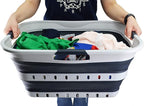 SAMMART 42L (11 gallon) Collapsible Plastic Laundry Basket - Foldable Pop Up Storage Container/Organizer - Space Saving Hampe