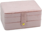 KOOAAICCHI Small Jewelry Box, Travel Jewelry Organizer, Portable Jewelry boxes for Women Girls Gift, Double Layers PU Leather