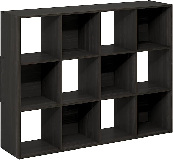 Furinno PELLI Book Shelf, 12-Cube Bookshelf, Cube Storage Organizer Bookcase, 11.7 x 47.6 x 36, for Living Room, Bedroom, Hom