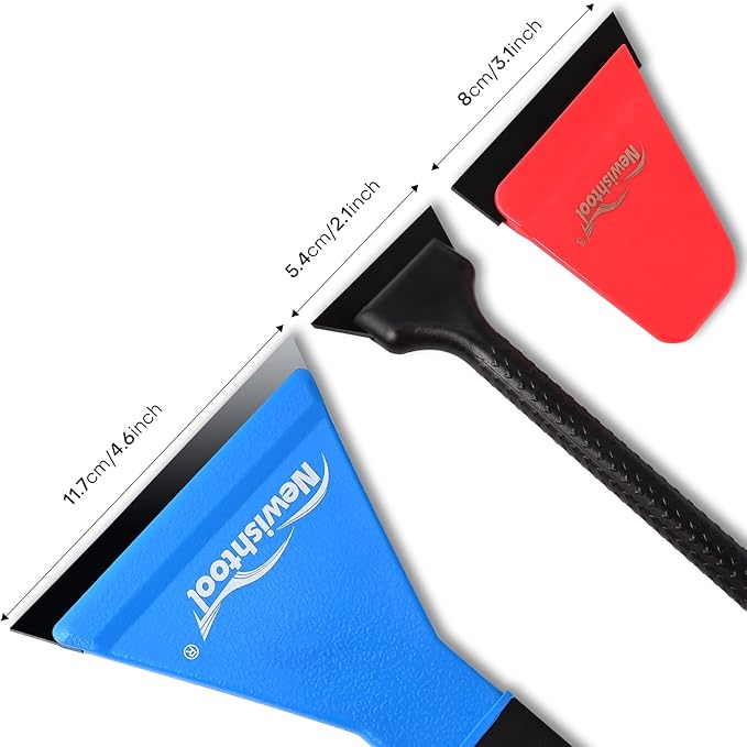 NEWISHTOOL 3 IN 1 Automotive Window Tint Squeegee Kit Includes Long Handle Squeegee, Quarter Window Squeegee, Small Rubber Wiper for Car Window Film Installing and Cleaning, Vinyl Wrap PPF Application